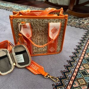 Steve Madden Mango Orange Straw Bwebber Crossbody Purse Tote and Coin Purse